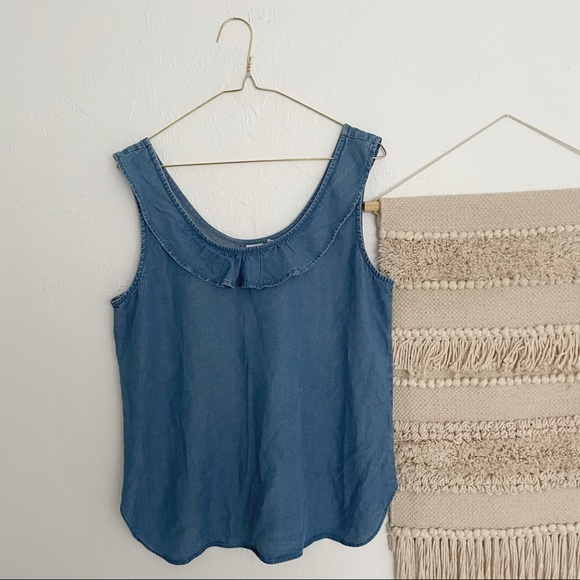 GAP Tops - GAP Denim Ruffle Tank Top